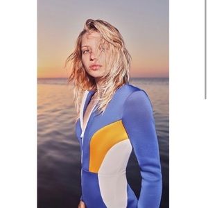 Urban Outfitters Wave To Rave Colorblock Zip-Front Romper women's Surf Swimsuit